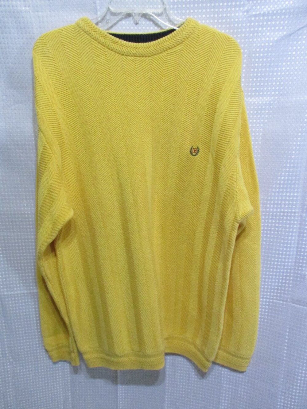 1990's Chaps Golden Yellow Herringbone Pull Over Long Sleeved Sweater  Sz. XL
